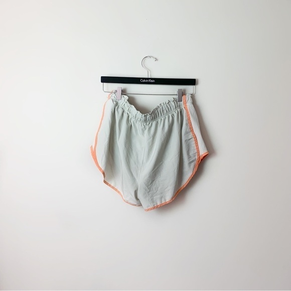[Nike] Women's Light Gray & Orange Elastic Waist Drawstring Athletic Shorts - Picture 5 of 8